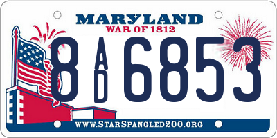 MD license plate 8AD6853