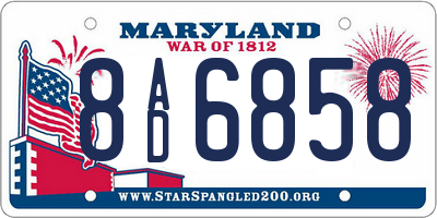 MD license plate 8AD6858