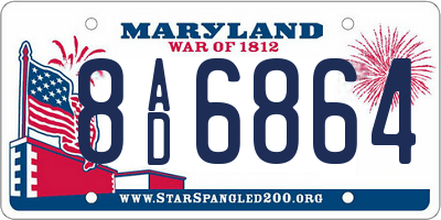 MD license plate 8AD6864