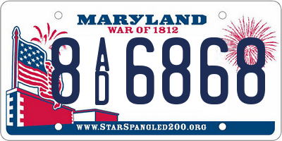 MD license plate 8AD6868