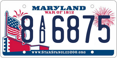 MD license plate 8AD6875