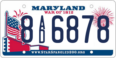 MD license plate 8AD6878
