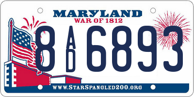 MD license plate 8AD6893