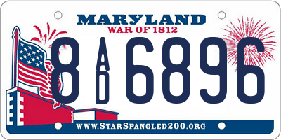 MD license plate 8AD6896