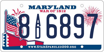 MD license plate 8AD6897