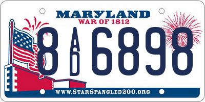 MD license plate 8AD6898