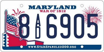 MD license plate 8AD6905