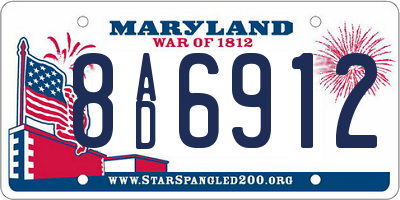 MD license plate 8AD6912