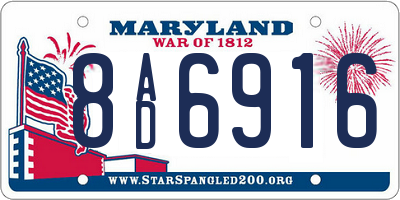 MD license plate 8AD6916