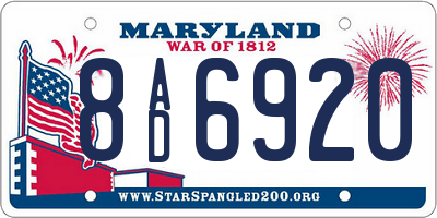 MD license plate 8AD6920