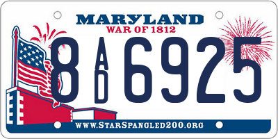 MD license plate 8AD6925