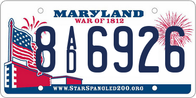 MD license plate 8AD6926