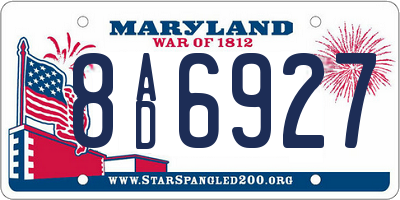 MD license plate 8AD6927