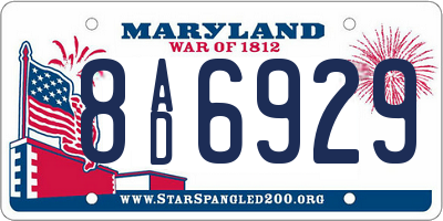 MD license plate 8AD6929
