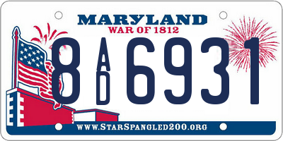 MD license plate 8AD6931