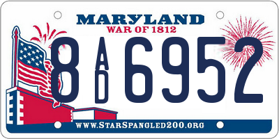 MD license plate 8AD6952