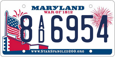 MD license plate 8AD6954