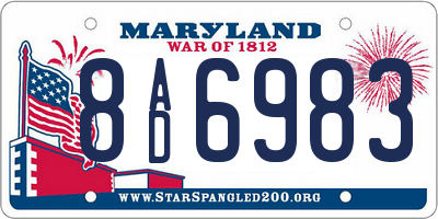 MD license plate 8AD6983