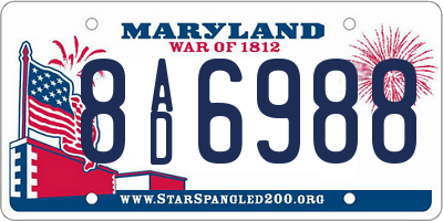 MD license plate 8AD6988