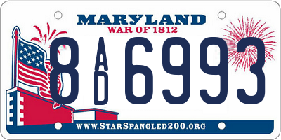 MD license plate 8AD6993
