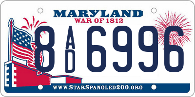 MD license plate 8AD6996