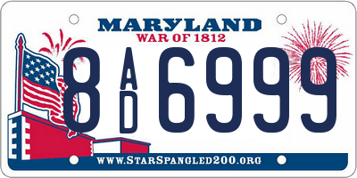 MD license plate 8AD6999
