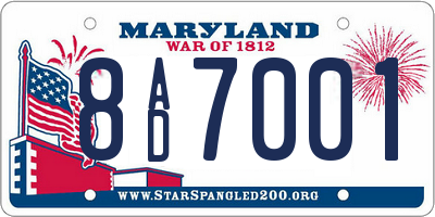 MD license plate 8AD7001