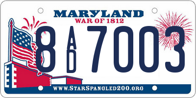 MD license plate 8AD7003