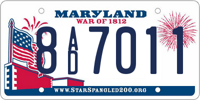 MD license plate 8AD7011