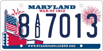 MD license plate 8AD7013