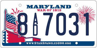 MD license plate 8AD7031