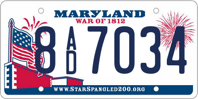 MD license plate 8AD7034