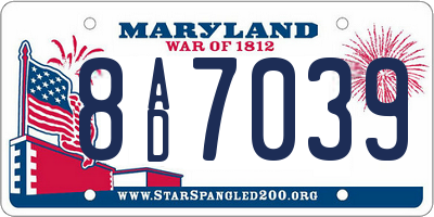 MD license plate 8AD7039