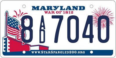 MD license plate 8AD7040