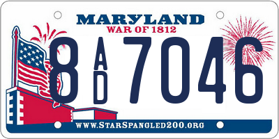 MD license plate 8AD7046