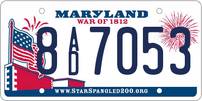 MD license plate 8AD7053
