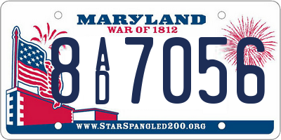 MD license plate 8AD7056
