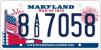 MD license plate 8AD7058