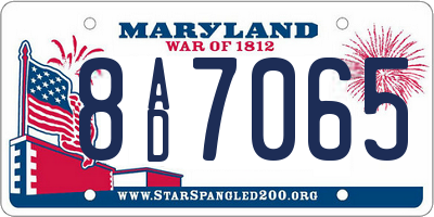 MD license plate 8AD7065