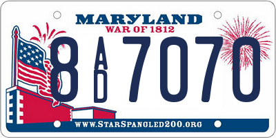 MD license plate 8AD7070