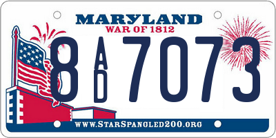 MD license plate 8AD7073