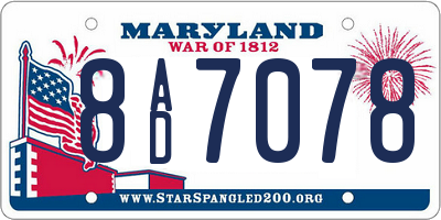 MD license plate 8AD7078