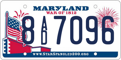MD license plate 8AD7096