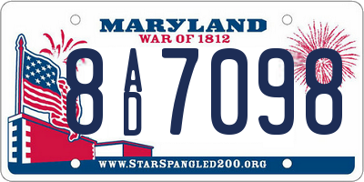 MD license plate 8AD7098