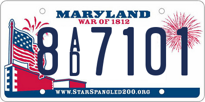 MD license plate 8AD7101