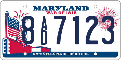 MD license plate 8AD7123