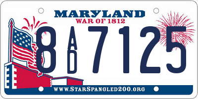 MD license plate 8AD7125