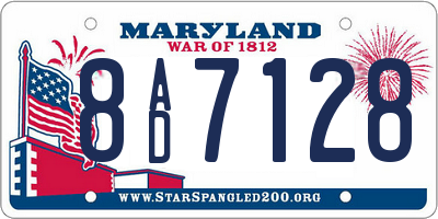 MD license plate 8AD7128