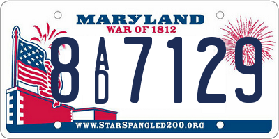 MD license plate 8AD7129