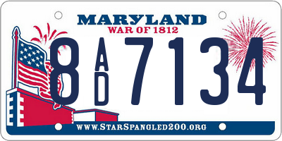 MD license plate 8AD7134